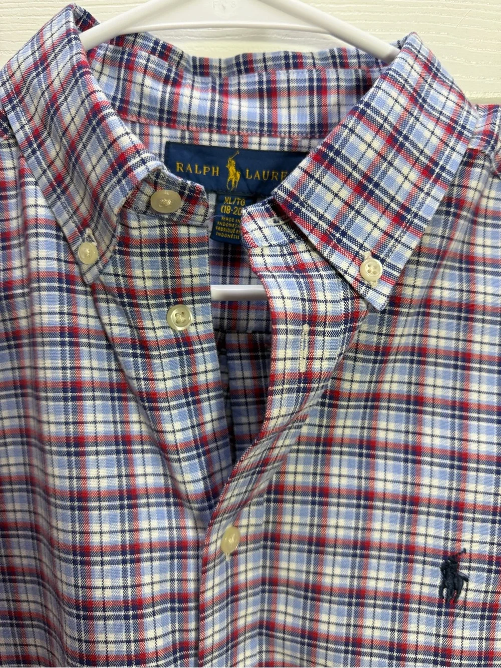 Ralph Lauren Boy’s Red,Blue & White Plaid Button-Down Shirt